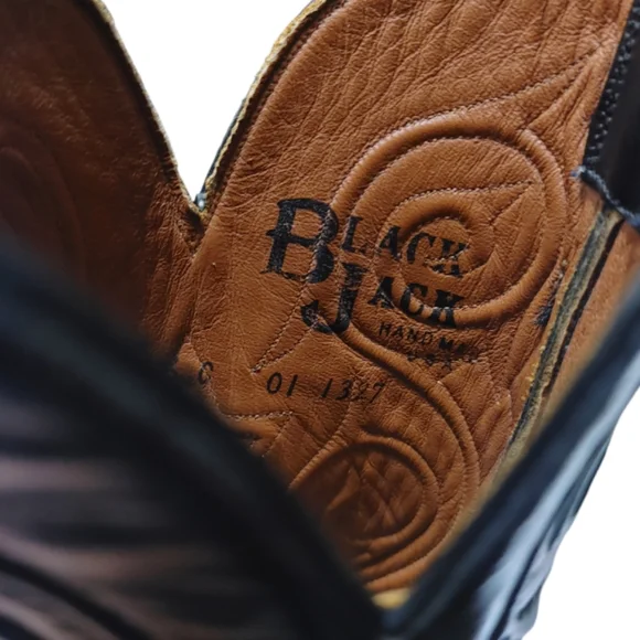 Black Jack Black Caimen Belly Leather Classic Western Cowboy Boots Mens Size 6 - Picture 14 of 15